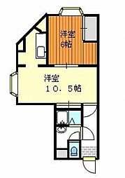 大本ビル 3階1LDKの間取り