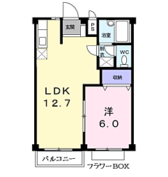 ミラージハイツＡ 2階1LDKの間取り