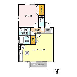 JR小浜線 若狭和田駅 徒歩12分の賃貸アパート 1階1LDKの間取り