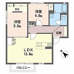 シャーメゾン枇杷 Ｂ 1階2LDKの間取り