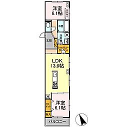 つくばエクスプレス 万博記念公園駅 徒歩25分の賃貸アパート 2階2LDKの間取り