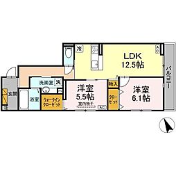 つくばエクスプレス 万博記念公園駅 徒歩24分の賃貸アパート 3階2LDKの間取り