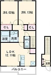 エスペランサ岩切 2階2LDKの間取り