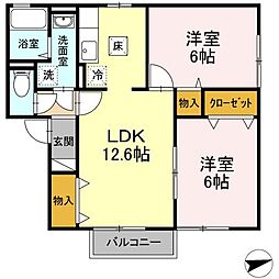 セジュールブランシェ 1階2LDKの間取り