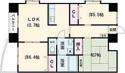 七福神ビル 4階3LDKの間取り