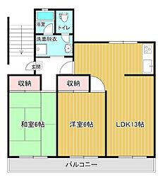 フロンティア西山台 3階2LDKの間取り