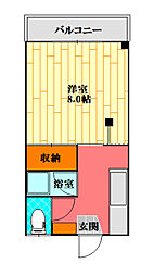 ジョイセブン 1階1Kの間取り