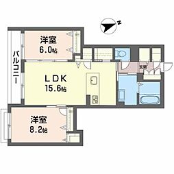 メゾンマスト一関 2LDKの間取図画像