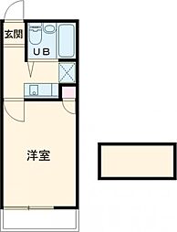 アリス行田1 2階1Kの間取り