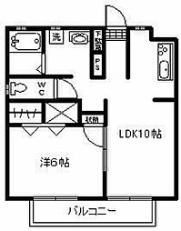 プチメゾン若葉Ｉ 1階1LDKの間取り