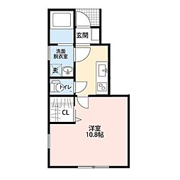 リバレイン小新西 1Kの間取図画像