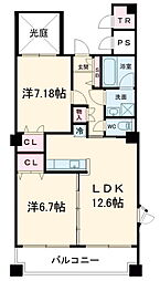 ラトナ東口ビル 3階2LDKの間取り
