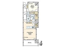 パークシティ高田馬場 8階1LDKの間取り