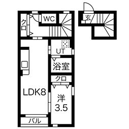 O’s court(オーズコート) 2階1LDKの間取り