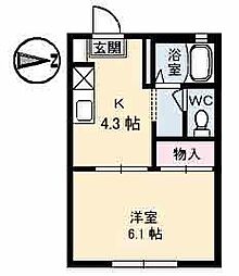 セフィラＳＳＫ　　Ｂ棟 1階1Kの間取り