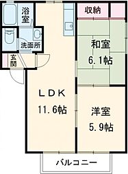 エレガンスＮ 1階2LDKの間取り
