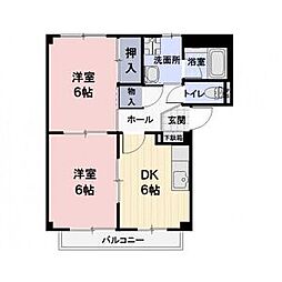 Surplus　Two　lumiere 1階2DKの間取り