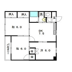 マンションベスタ 4階3DKの間取り