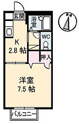 サニーハイツＭＡＲＵ 1階1Kの間取り