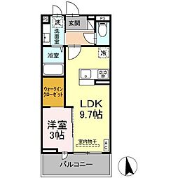 Glicina 203 2階1LDKの間取り