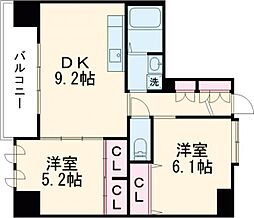 ナイスマンション九品寺熊大医学部前 2DKの間取図画像