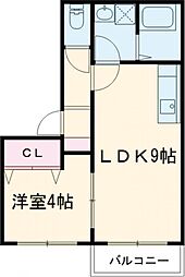 エーデルハイム 1階1LDKの間取り