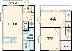 ティアラ3番館 1階2LDKの間取り