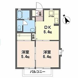 JR東北本線 岩沼駅 徒歩29分の賃貸アパート 1階2DKの間取り