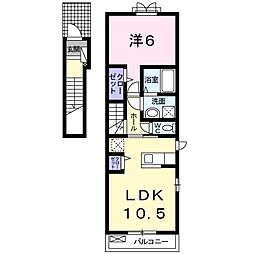 クラージュ 1LDKの間取図画像