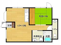 メゾンドメンフィス 1階1LDKの間取り