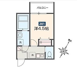 MELDIA小川 2階1Kの間取り