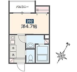 MELDIA小川 2階1Kの間取り