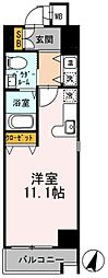 カスタリア三宮 5階ワンルームの間取り
