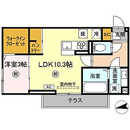 ロンターノ 1階1LDKの間取り