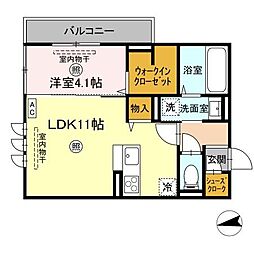 ロンターノ 3階1LDKの間取り