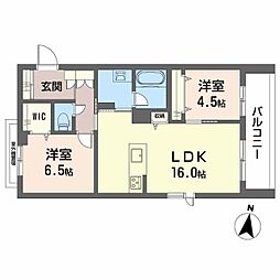 シャーメゾン壺川 3階2LDKの間取り