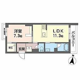 シャーメゾン壺川 3階1LDKの間取り