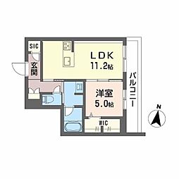 シャーメゾン壺川 3階1LDKの間取り