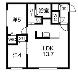 precious Kotoni (プレシャスコトニ) 2階2LDKの間取り