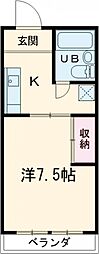 グランコート姫子B 1Kの間取図画像