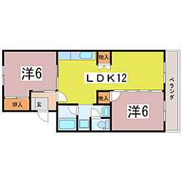 メゾンサンクレール 1階2LDKの間取り