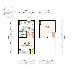 アルス福田町 1階1Kの間取り