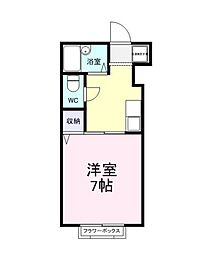 タカオカハイツI 1階1Kの間取り