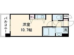 ＩＳＭ水前寺 3階ワンルームの間取り