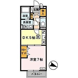 グランモア学園前 1階1DKの間取り