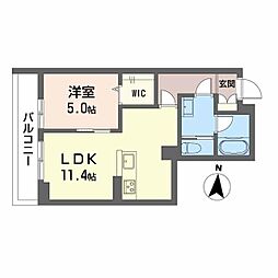 ＷｉｔｈＰｌｕｓ上熊本駅前 2階1LDKの間取り