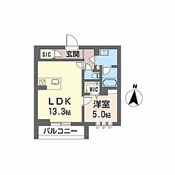 ＤＥＵＸリジエール 3階1LDKの間取り
