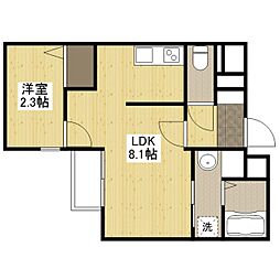 月光南観音参番館 3階1LDKの間取り