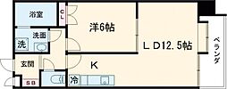 ダイコー新町 8階1LDKの間取り