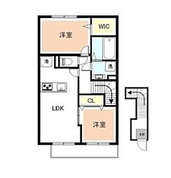 コーポみらい平 2階2LDKの間取り